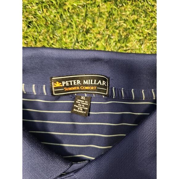 Peter Millar Summer Comfort Blue White Striped Polo Shirt Golf Vacation XL - Picture 3 of 5